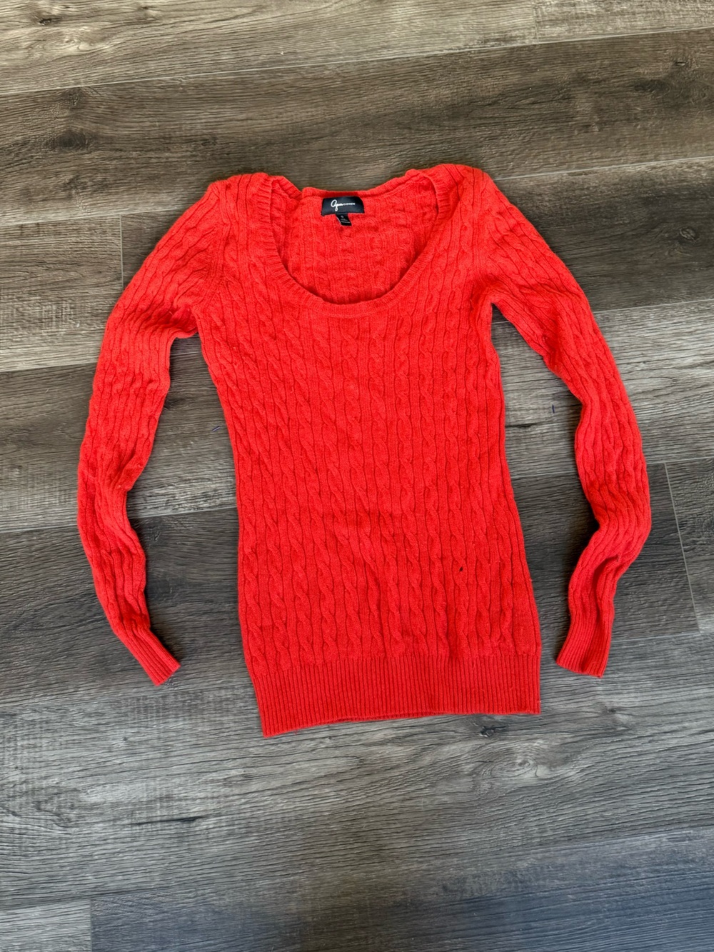 Bright Red Cable Knit Cashmere Sweater